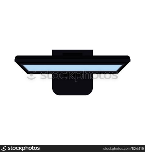 Monitor screen top view display vector icon. Above computer electronic isolated white. Flat PC device equipment office