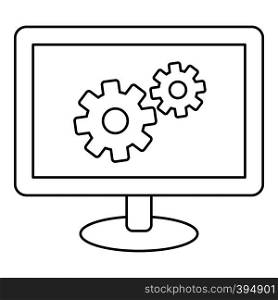 Monitor settings icon. Outline illustration of monitor settings vector icon for web. Monitor settings icon, outline style