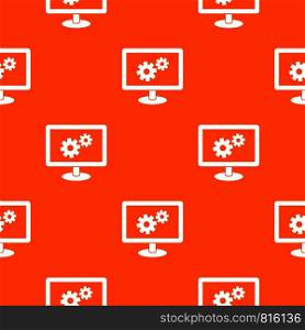 Monitor settings pattern repeat seamless in orange color for any design. Vector geometric illustration. Monitor settings pattern seamless