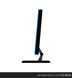 Monitor side view screen computer equipment vector icon. Electronic communication technology work office PC.