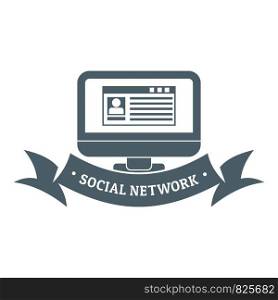 Monitor social network logo. Simple illustration of monitor social network vector logo for web. Monitor social network logo, simple gray style