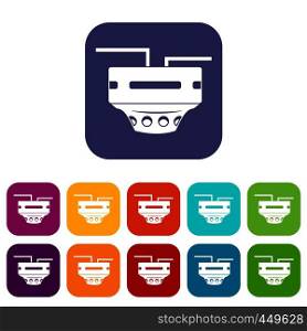 Monitor socket icons set vector illustration in flat style In colors red, blue, green and other. Monitor socket icons set flat