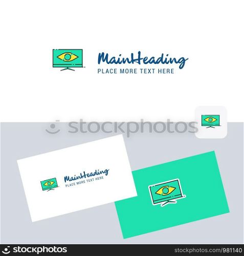 Monitor vector logotype with business card template. Elegant corporate identity. - Vector