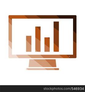 Monitor With Analytics Diagram Icon. Flat Color Ladder Design. Vector Illustration.