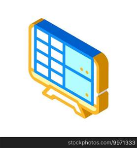 monitor with camera video isometric icon vector. monitor with camera video sign. isolated symbol illustration. monitor with camera video isometric icon vector illustration