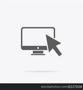 Monitor with Mouse Cursor. Vector illustration. Monitor with mouse cursor on gray background