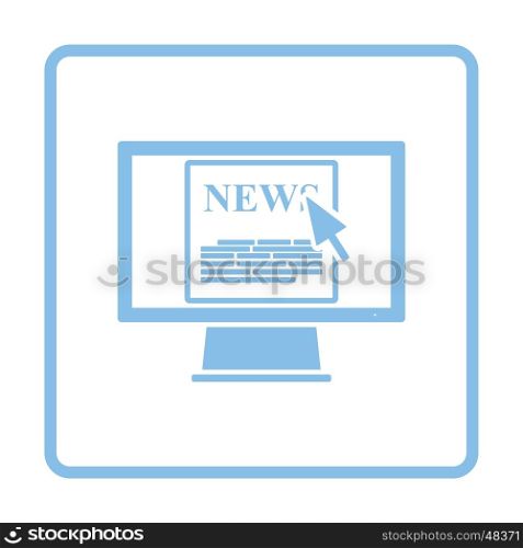 Monitor with news icon. Blue frame design. Vector illustration.