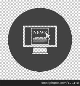 Monitor with news icon. Subtract stencil design on tranparency grid. Vector illustration.