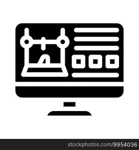 monitor with printer settings glyph icon vector. monitor with printer settings sign. isolated contour symbol black illustration. monitor with printer settings glyph icon vector illustration