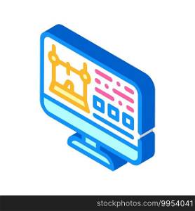 monitor with printer settings isometric icon vector. monitor with printer settings sign. isolated symbol illustration. monitor with printer settings isometric icon vector illustration