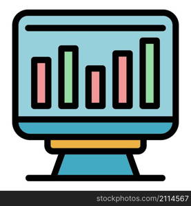 Monitoring finance graph icon. Outline monitoring finance graph vector icon color flat isolated. Monitoring finance graph icon color outline vector