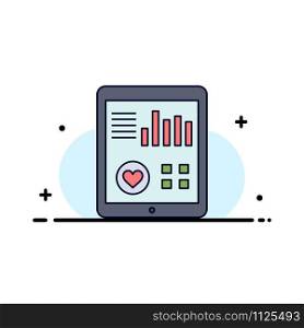 monitoring, health, heart, pulse, Patient Report Flat Color Icon Vector