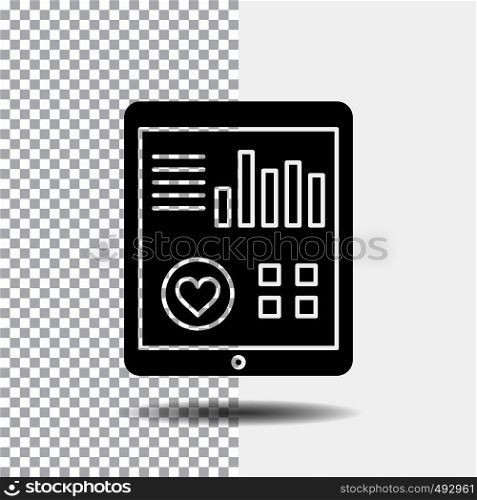 monitoring, health, heart, pulse, Patient Report Glyph Icon on Transparent Background. Black Icon. Vector EPS10 Abstract Template background