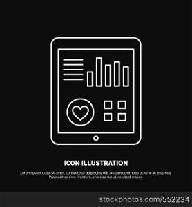 monitoring, health, heart, pulse, Patient Report Icon. Line vector symbol for UI and UX, website or mobile application. Vector EPS10 Abstract Template background