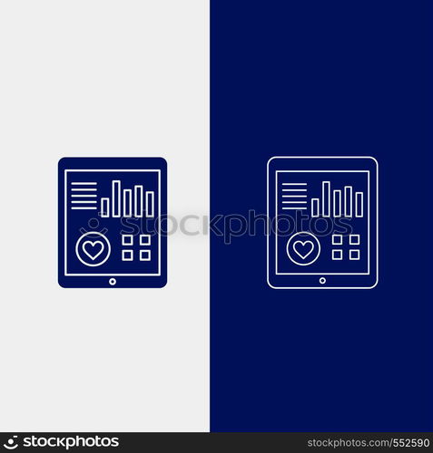 monitoring, health, heart, pulse, Patient Report Line and Glyph web Button in Blue color Vertical Banner for UI and UX, website or mobile application. Vector EPS10 Abstract Template background