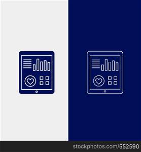 monitoring, health, heart, pulse, Patient Report Line and Glyph web Button in Blue color Vertical Banner for UI and UX, website or mobile application. Vector EPS10 Abstract Template background