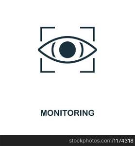 Monitoring icon. Monochrome style design from internet security collection. UI. Pixel perfect simple pictogram monitoring icon. Web design, apps, software, print usage.. Monitoring icon. Monochrome style design from internet security icon collection. UI. Pixel perfect simple pictogram monitoring icon. Web design, apps, software, print usage.