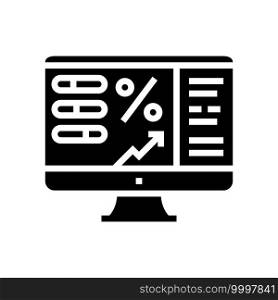 monitoring profit glyph icon vector. monitoring profit sign. isolated contour symbol black illustration. monitoring profit glyph icon vector illustration
