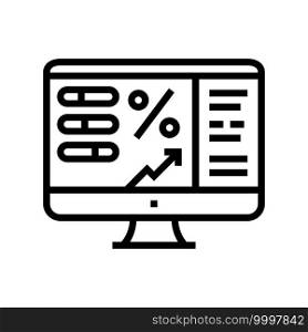 monitoring profit line icon vector. monitoring profit sign. isolated contour symbol black illustration. monitoring profit line icon vector illustration