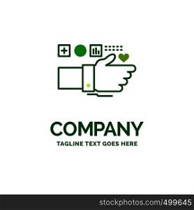 Monitoring, Technology, Fitness, Heart, Pulse Flat Business Logo template. Creative Green Brand Name Design.