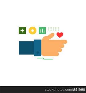 Monitoring, Technology, Fitness, Heart, Pulse Flat Color Icon Vector