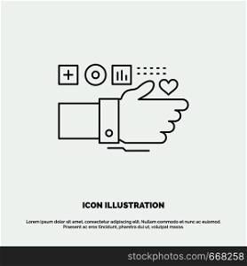 Monitoring, Technology, Fitness, Heart, Pulse Icon. Line vector gray symbol for UI and UX, website or mobile application. Vector EPS10 Abstract Template background