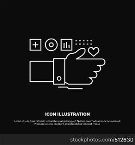 Monitoring, Technology, Fitness, Heart, Pulse Icon. Line vector symbol for UI and UX, website or mobile application. Vector EPS10 Abstract Template background