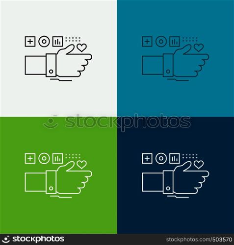 Monitoring, Technology, Fitness, Heart, Pulse Icon Over Various Background. Line style design, designed for web and app. Eps 10 vector illustration. Vector EPS10 Abstract Template background
