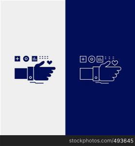 Monitoring, Technology, Fitness, Heart, Pulse Line and Glyph web Button in Blue color Vertical Banner for UI and UX, website or mobile application. Vector EPS10 Abstract Template background