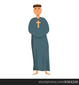 Monk pray icon cartoon vector. Priest man. Sage meditate. Monk pray icon cartoon vector. Priest man