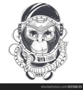 monkey astronaut hand drawn sketch