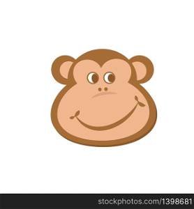 Monkey baby face. Vector illustration of cute baby animal face icon isolated on white background. Child and baby print design. Vector illustration Monkey