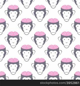 Monkey Brains seamless background. Vector pattern of animals.
