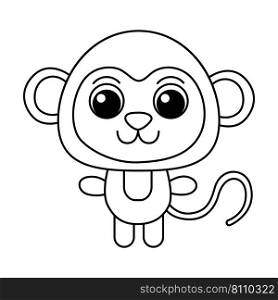 Monkey cartoon coloring page for kids Royalty Free Vector