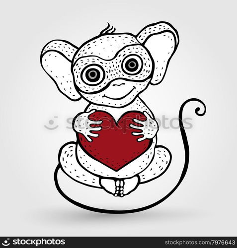 Monkey. Chinese Animal astrological sign 2016 year, Hand drawn Vector Illustration