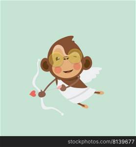 Monkey cupid character. Valentine’s Day concept. . Monkey cupid character.