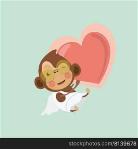 Monkey cupid character. Valentine’s Day concept. . Monkey cupid character.