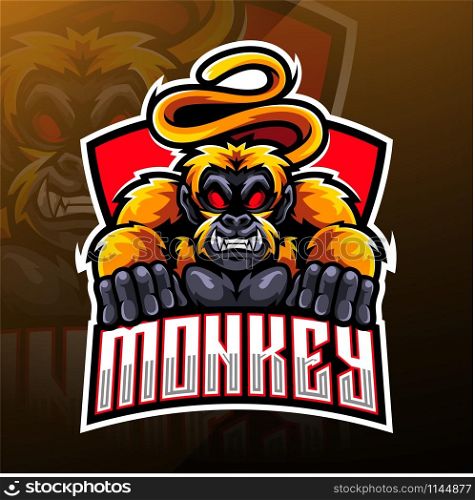 Monkey esport mascot logo design