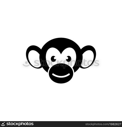 Monkey Face. Flat Vector Icon illustration. Simple black symbol on white background. Monkey Face sign design template for web and mobile UI element. Monkey Face Flat Vector Icon