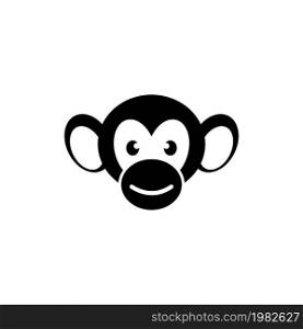 Monkey Face. Flat Vector Icon illustration. Simple black symbol on white background. Monkey Face sign design template for web and mobile UI element. Monkey Face Flat Vector Icon