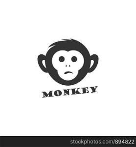 Monkey face logo design, chimpanzee face vector icon, animal illustration