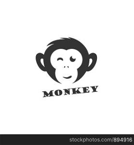 Monkey face logo design, chimpanzee face vector icon, animal illustration