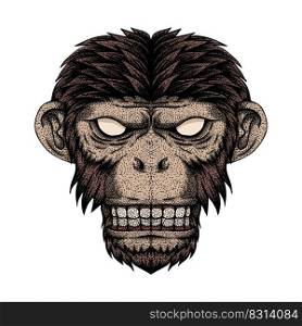 Monkey head dot vector illustration