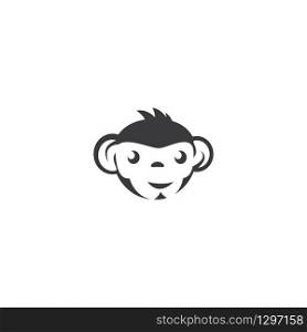 Monkey head logo ilustration vector flat design