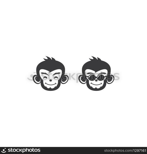 Monkey head logo ilustration vector flat design