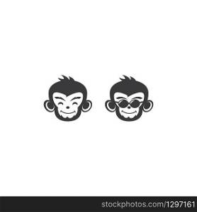 Monkey head logo ilustration vector flat design