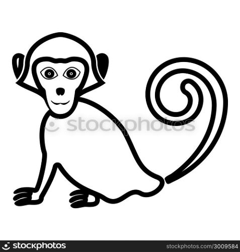 Monkey icon black color fill Flat style Simple illustration