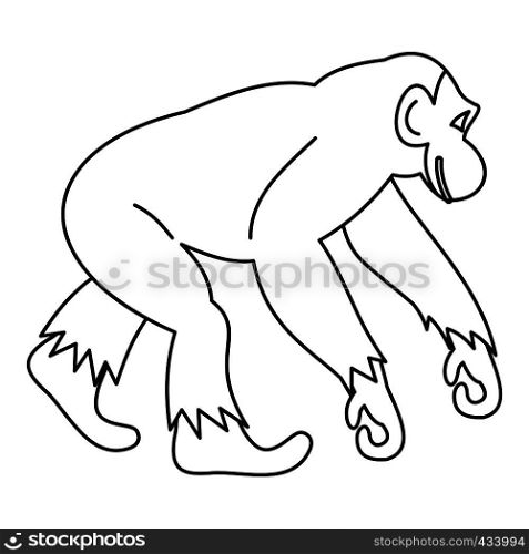 Monkey icon in outline style isolated on white background vector illustration. Monkey icon, outline