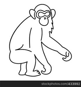 Monkey icon in outline style isolated on white background vector illustration. Monkey icon, outline style