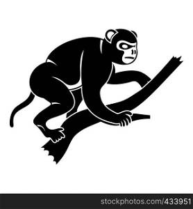 Monkey is climbing up on a tree icon. Simple illustration of monkey is climbing up on a tree vector icon for web. Monkey is climbing up on a tree icon, simple style